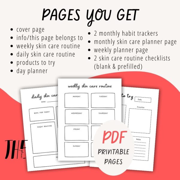 Skin care planner PDF | daily, weekly & monthly planner 2
