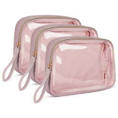 BAGSMART 3 Pack Clear Makeup Cosmetic Bag Organizer